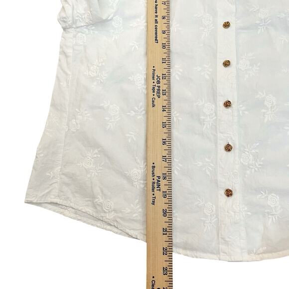 Simple Retro Floral Embroidered Top Medium Button Peter Pan Collar Cottagecore - Picture 10 of 10